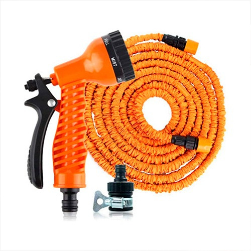 Manguera Retráctil Mágica Riego Expandible 22,5 Mts. Daewoo + Pistola Color Naranja