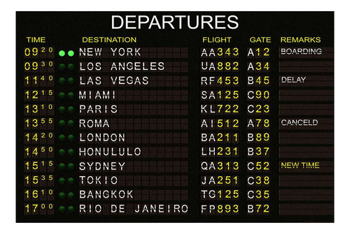 Vinilo 30x45cm Departures Cartel Aeropuerto Avion Vuelo P1