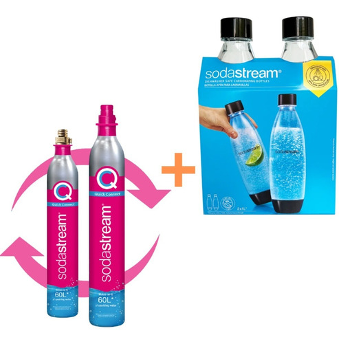 Recambio Sodastream Cilindro Rosa + Twinpack Botellas 1 Lts