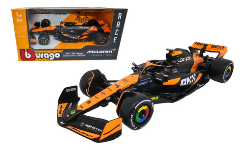 Auto Formula 1 Mclaren Mcl38 2024 #4 Lando Norris Esc. 1/43 Naranja