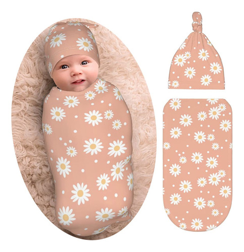 Daisy Baby Stuff - Juego De Manta De Envoltura Rosa Con Gorr