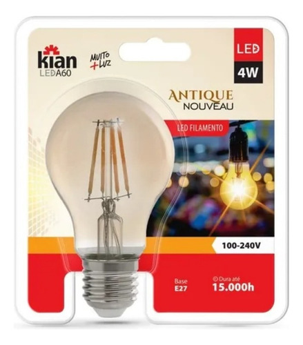 Pack X10 Lampara Antique Led A60 4w E27 Filamento Luz Calida