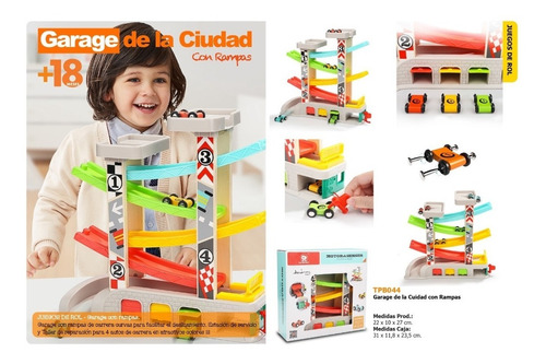 Garaje Con Rampas Y Autos Madera Top Bright Carrera Juguete