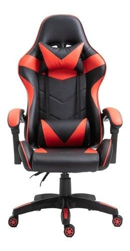 Silla gamer sin reposapies Olina ergonómica  negra y roja con tapizado de cuero sintético