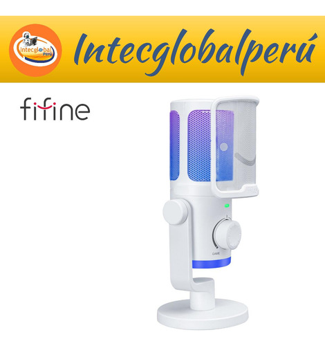 Micrófono Fifine Ampligame Am6 Rgb Usb Cardioide - White