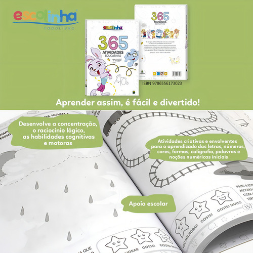 365 Escolinha Atividades Educativas, de Todolivro. Editorial Brasileitura, capa mole em português, 2022