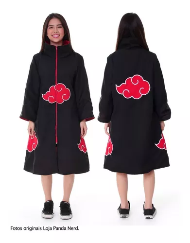 Capa Manto Akatsuki Naruto Cosplay Itachi + Bandana + Anel Tamanho