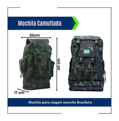 Imagem 6 de 7 de Kit 3 Mochilas Camuflada Exército