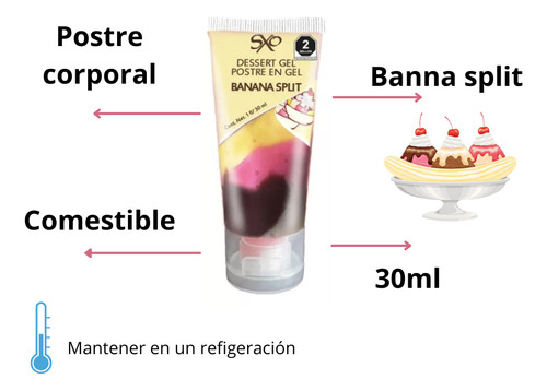 Lubricante Banna Split Postre Oral & Multiorgasmico Femenino Banna Split / Fresa