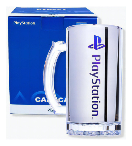 Caneca Chopp Eletrostática Playstation | Azul | Metalizada