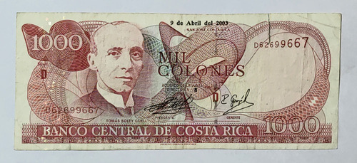 Billete 1000 Colones 2003 Costa Rica Vf