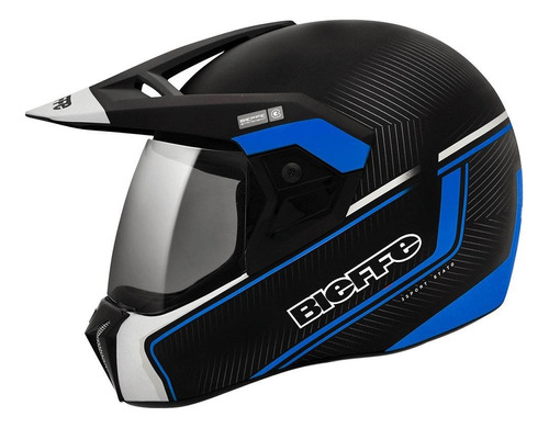Capacete Moto Bieffe 3 Sport Stato Preto Fosco Azul Cor Preto Fosco-Azul Tamanho do capacete 58