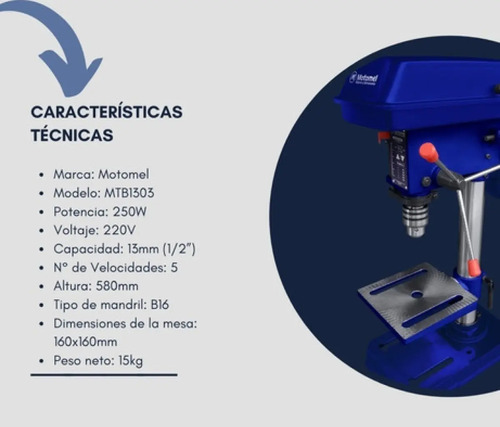 Taladro De Banco Motomel Mtb1303 | Envío gratis