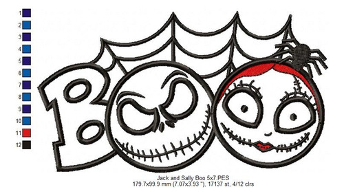 Matriz Para Bordados Maquina Halloween Boo Skellingtons 3037