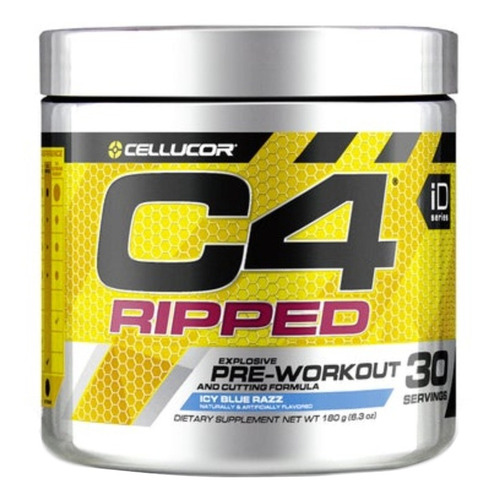 Suplemento em pó Cellucor  Pre Workout Powder C4 Ripped carnosyn beta-alanina C4 Ripped sabor  icy blue razz em pote de 180g