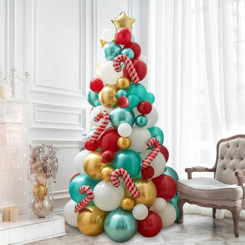 Decoración Con Globos Arbol De Navidad Christmas Tree 114 Pz