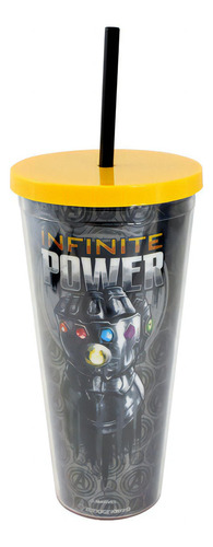 Copo Canudo 650ml Manopla Vingadores Marvel Zona Criativa