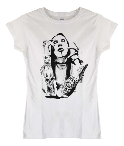 Polera Mujer Marilyn Manson Face Tatoos Rock Abominatron