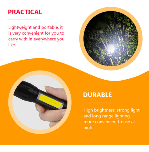 Linterna Portátil Con Carga Usb, Luz Fuerte, Enfoque, Salida