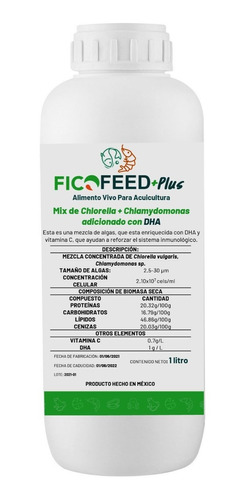 Ficofeed+plus, Alimento Vivo, Mix De Microalgas + Dha 1 Lt.