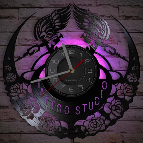 Timethink Reloj De Pared Led De Estudio De Tatuaje De 12 Pul