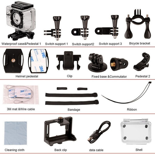 Camara De Accion 4k 60 Fps 30 Mts 24mp + Accesorios