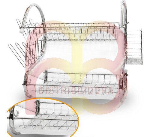 Secaplatos Escurridor Acero Cromado Seca Plato Dos Niveles