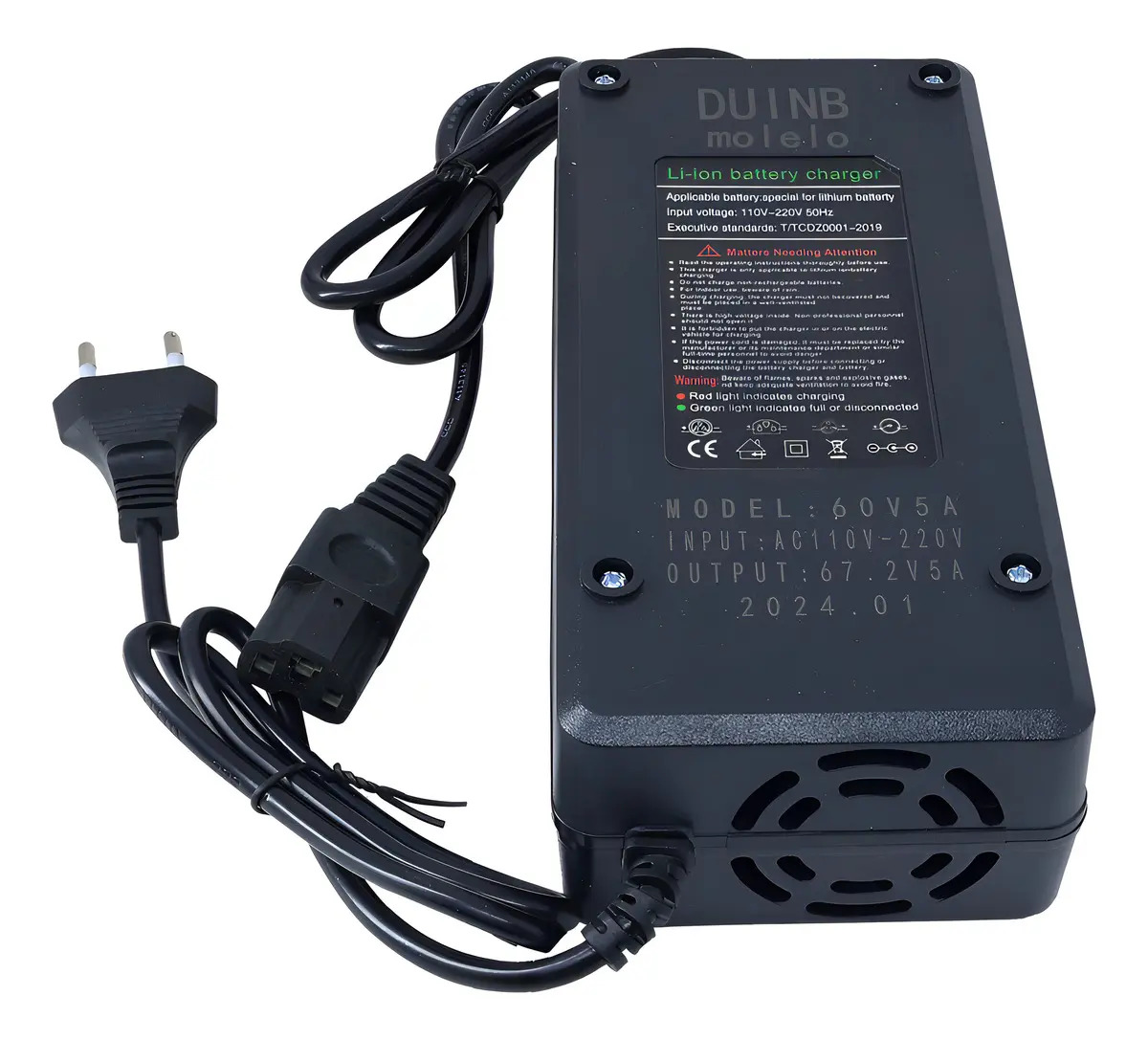 Carregador DUIMB 67.2V5A Bivolt para Bateria Lithium Scooter Elétrica