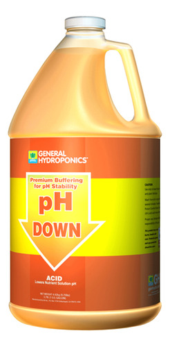 General Hydroponics Hidroponia Regulador Ph Down Galón 3.79l