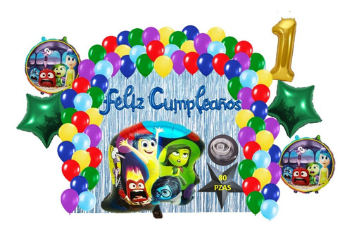 Kit De Decoracion Fiesta Cumpleaños Globos Intensamente 80pz