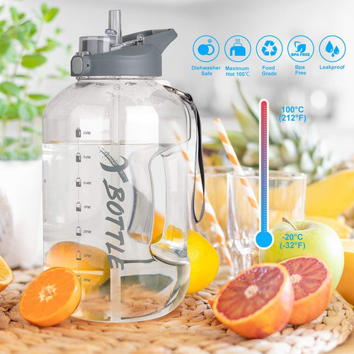 Botella De Agua De 1 Galón Con Tapa De Paja Y Chug (opcional