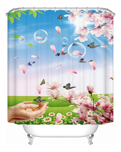 Cortinas De Ducha De Flores Impermeable Tela De Poliéster