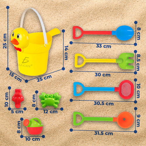 Kit Juguetes Playa Arena Cubeta Pato Pala Regadera Moldes