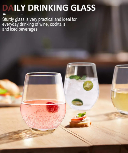 Oja Juego De 4 Copas De Vino Sin Tallo, Copas De Vino Blanco