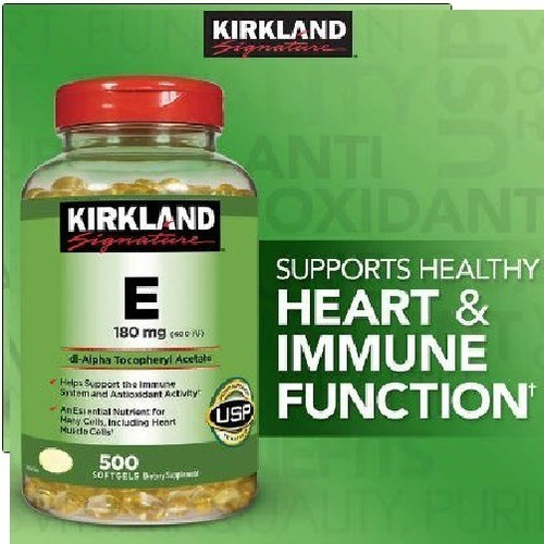 Vitamina E Iu400 (180 Mg)- Kirkland Usa 500 Softgels