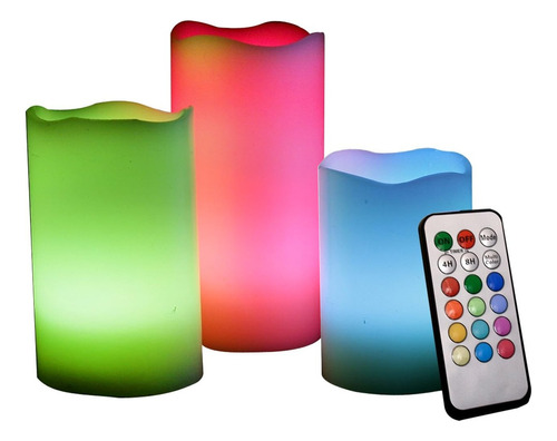 Velas Led 3 Piezas + Control Remoto Souvenir Fiesta Deco