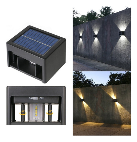 2 Luces Solares De Pared Lampara Led Exterior Jardín Balcón