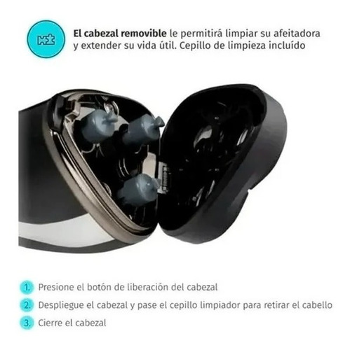 Imagen 4 de 5 de Philco Ae5300pn Afeitadora Electrica Resistente Agua Bateria Color Negro