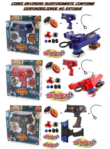 Imagem 4 de 12 de Lançador Duplo C/2 Beyblade Metal 6 Beyblade Led +2 Lançador