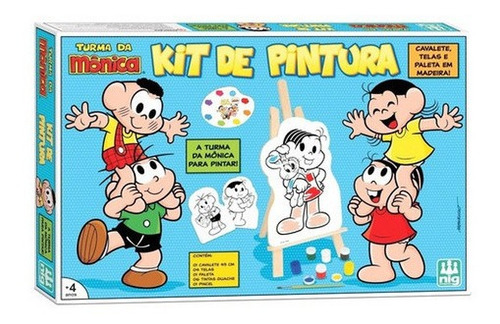 Imagem 1 de 4 de Kit De Pintura Infantil Turma Da Monica C/ Cavalete E Quadro