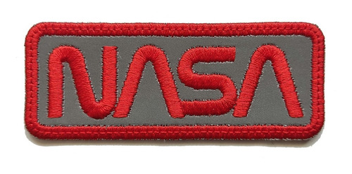 Parche Bordado Nasa Reflectivo Letra Logo Gusanito Nasa Rojo