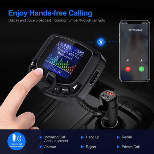 Nulaxy Bluetooth Fm Transmitter For Car, Auto Search Fm B...