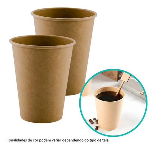 Copo De Papel 110ml Kraft 200un Térmico Biodegradável Café