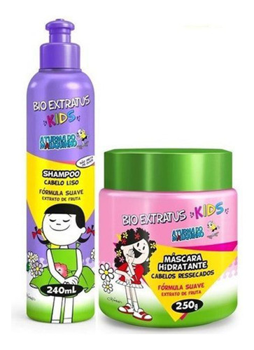  Kit Kids Cabelo Liso Shampoo 240 Ml + Máscara 250 G