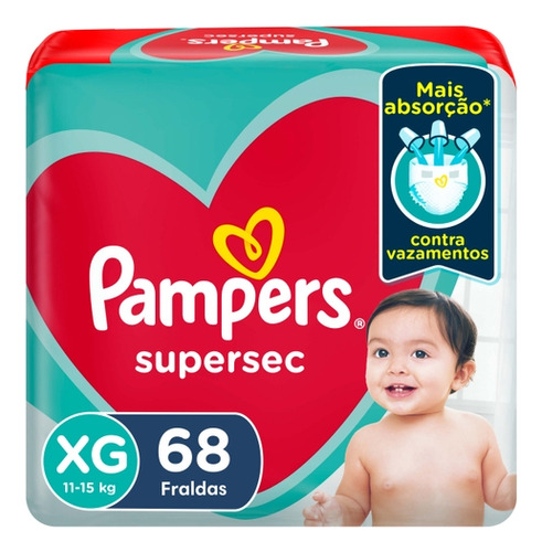 Pampers Supersec pacote de fraldas tamanho xg 68 unidades