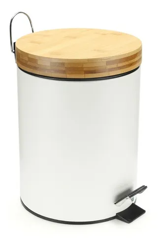 Cesto de basura de madera con tapa clearance