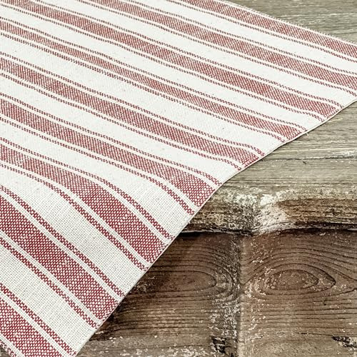 Market Place Red Ticking Stripe Table Mat, Set/2, 14 X 14
