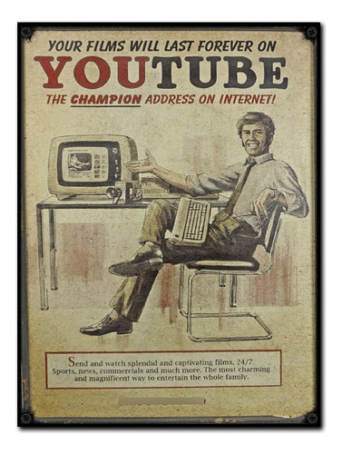 #1301 - Cuadro Decorativo Vintage - Youtube Retro Poster Bar