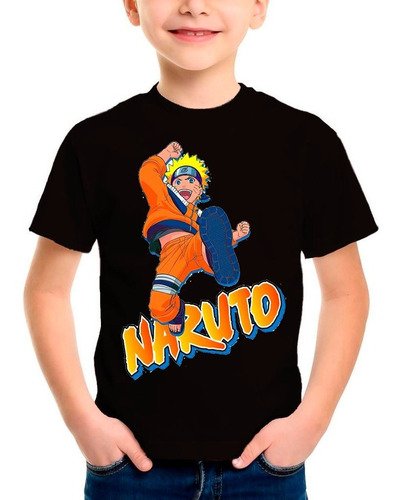 Polera Estampada 100% Algodón Niño Naruto Con Logo Exclusivo