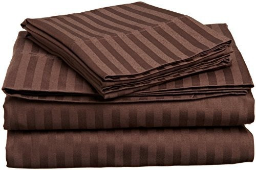 Italian 4pc King Sheet Set, Striped Mocha